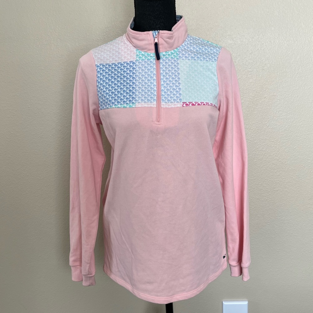 Vineyard Vines girls quarter zip pink whale pullover sweatshirt - Picture 3 of 8